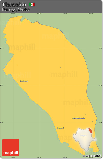 Savanna Style Simple Map of Tlahualilo, single color outside