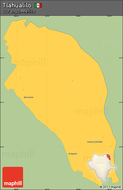 Savanna Style Simple Map of Tlahualilo, single color outside