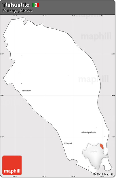 Silver Style Simple Map of Tlahualilo, cropped outside