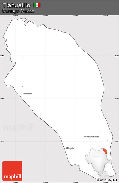 Silver Style Simple Map of Tlahualilo, cropped outside