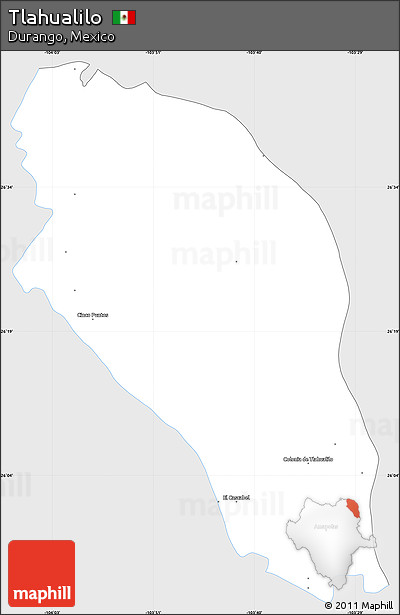 Silver Style Simple Map of Tlahualilo, single color outside