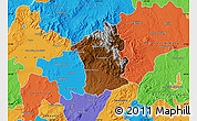 Physical Map of Guanajuato, political outside