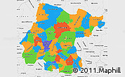 Political Simple Map of Guanajuato, single color outside, borders and labels