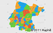 Political Simple Map of Guanajuato, single color outside