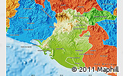 Physical Map of Acapulco de Juarez, political outside