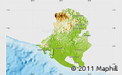 Physical Map of Acapulco de Juarez, single color outside