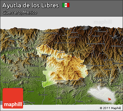 Physical 3D Map of Ayutla De Los Libres, darken