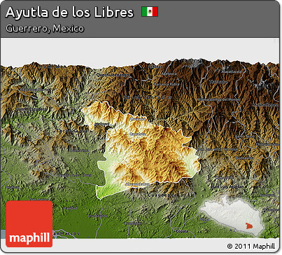 Physical 3D Map of Ayutla De Los Libres, darken