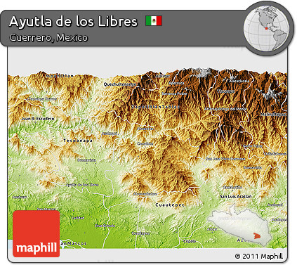Physical 3D Map of Ayutla De Los Libres