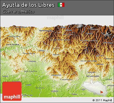 Physical 3D Map of Ayutla De Los Libres