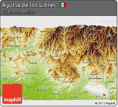 Physical 3D Map of Ayutla De Los Libres