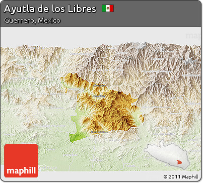Physical 3D Map of Ayutla De Los Libres, lighten