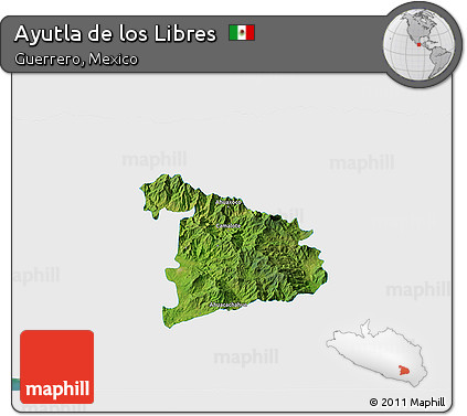 Satellite 3D Map of Ayutla De Los Libres, single color outside