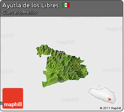 Satellite 3D Map of Ayutla De Los Libres, single color outside