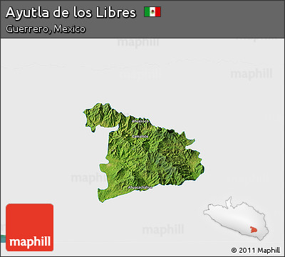 Satellite 3D Map of Ayutla De Los Libres, single color outside
