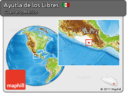 Physical Location Map of Ayutla De Los Libres, highlighted parent region
