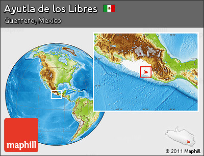 Physical Location Map of Ayutla De Los Libres, highlighted parent region