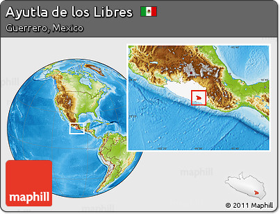 Physical Location Map of Ayutla De Los Libres, highlighted parent region