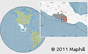 Savanna Style Location Map of Ayutla de los Libres, highlighted country, highlighted parent region, hill shading