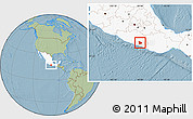Savanna Style Location Map of Ayutla de los Libres, highlighted country, hill shading