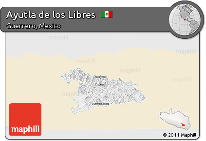 Classic Style Panoramic Map of Ayutla De Los Libres, single color outside