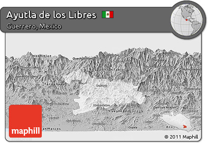 Gray Panoramic Map of Ayutla De Los Libres