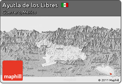 Gray Panoramic Map of Ayutla De Los Libres