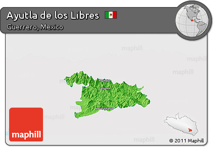 Political Panoramic Map of Ayutla De Los Libres, single color outside