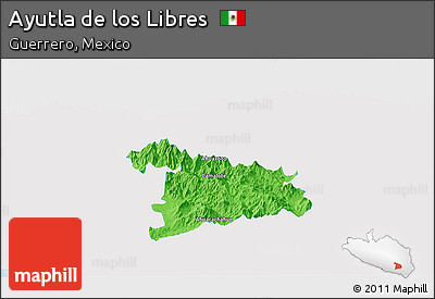 Political Panoramic Map of Ayutla De Los Libres, single color outside