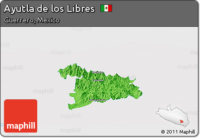Political Panoramic Map of Ayutla De Los Libres, single color outside
