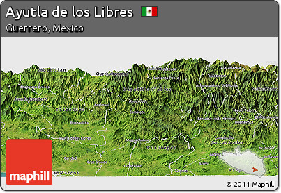 Satellite Panoramic Map of Ayutla De Los Libres