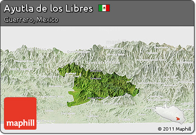 Satellite Panoramic Map of Ayutla De Los Libres, lighten