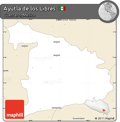 Classic Style Simple Map of Ayutla De Los Libres