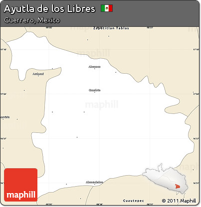 Classic Style Simple Map of Ayutla De Los Libres