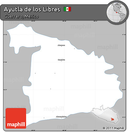 Gray Simple Map of Ayutla De Los Libres, single color outside
