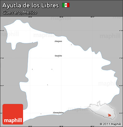 Gray Simple Map of Ayutla De Los Libres, single color outside