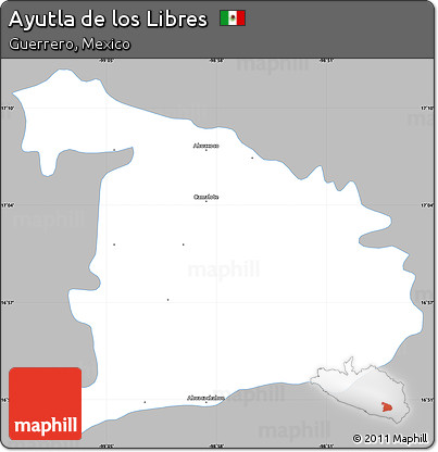 Gray Simple Map of Ayutla De Los Libres, single color outside