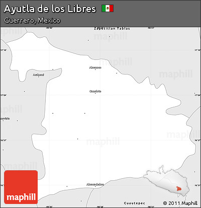 Silver Style Simple Map of Ayutla De Los Libres