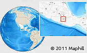 Shaded Relief Location Map of Cualac, highlighted country