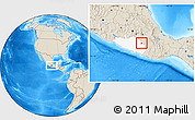 Shaded Relief Location Map of Cualac, highlighted parent region