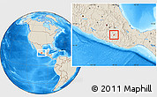 Shaded Relief Location Map of Cualac