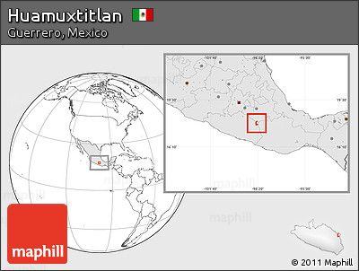 Blank Location Map of Huamuxtitlan, highlighted country
