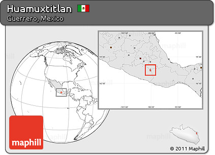 Blank Location Map of Huamuxtitlan, highlighted country