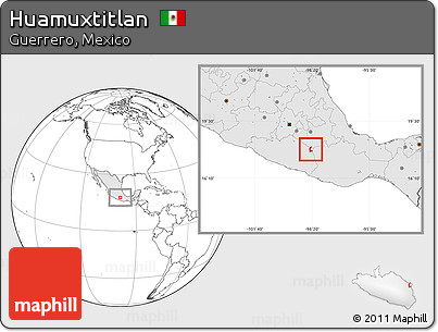 Blank Location Map of Huamuxtitlan, highlighted country