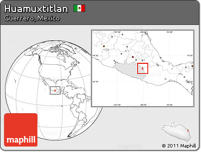 Blank Location Map of Huamuxtitlan, highlighted parent region