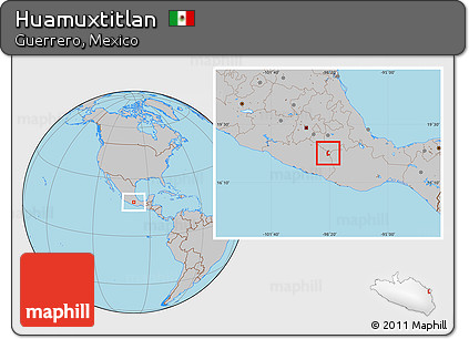 Gray Location Map of Huamuxtitlan