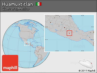 Gray Location Map of Huamuxtitlan