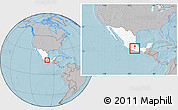 Gray Location Map of Huamuxtitlan, highlighted country, within the entire country, hill shading