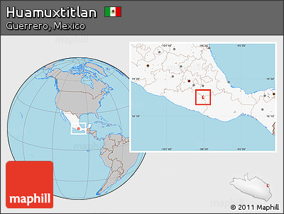 Gray Location Map of Huamuxtitlan, highlighted country