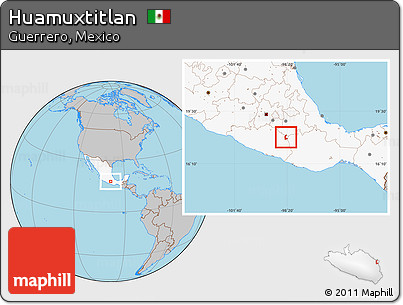 Gray Location Map of Huamuxtitlan, highlighted country